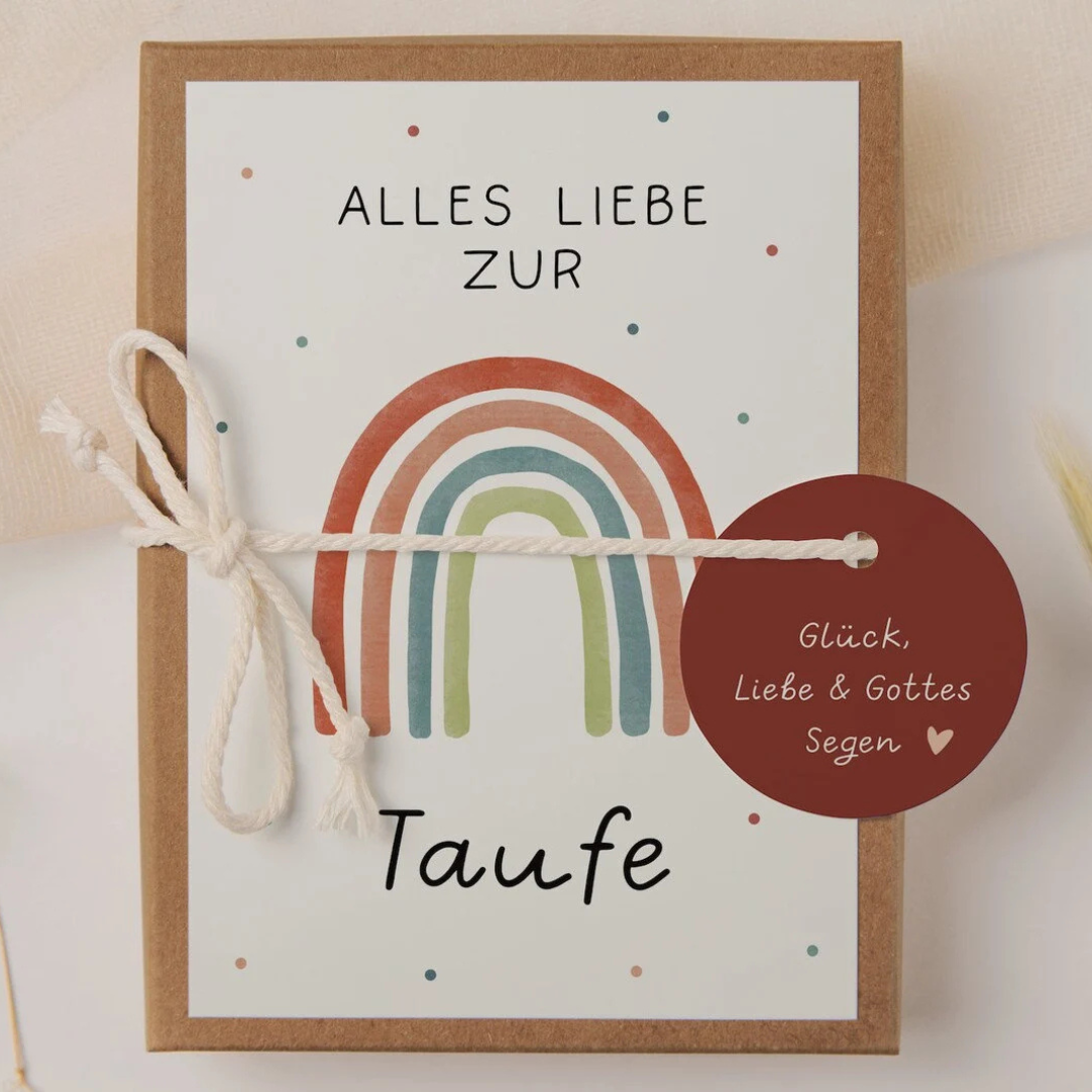 Geschenkschachtel zur Taufe - Regenbogen Geldgeschenk