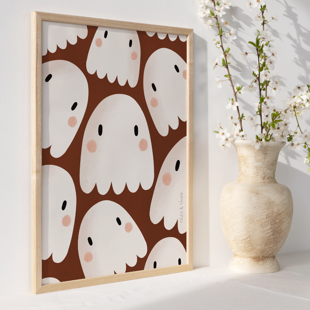Poster Geister Halloween Gespenster Herbst - Halloween Geist Print