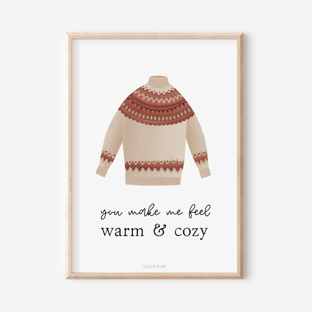 Poster Norweger-Pullover "warm & cozy" - Sweater Herbst Print