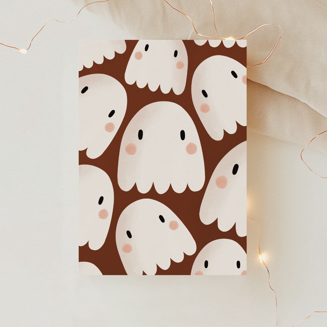 Postkarte Geist Halloween Geister - süße Herbst Grußkarte - Halloweenkarte Herbst