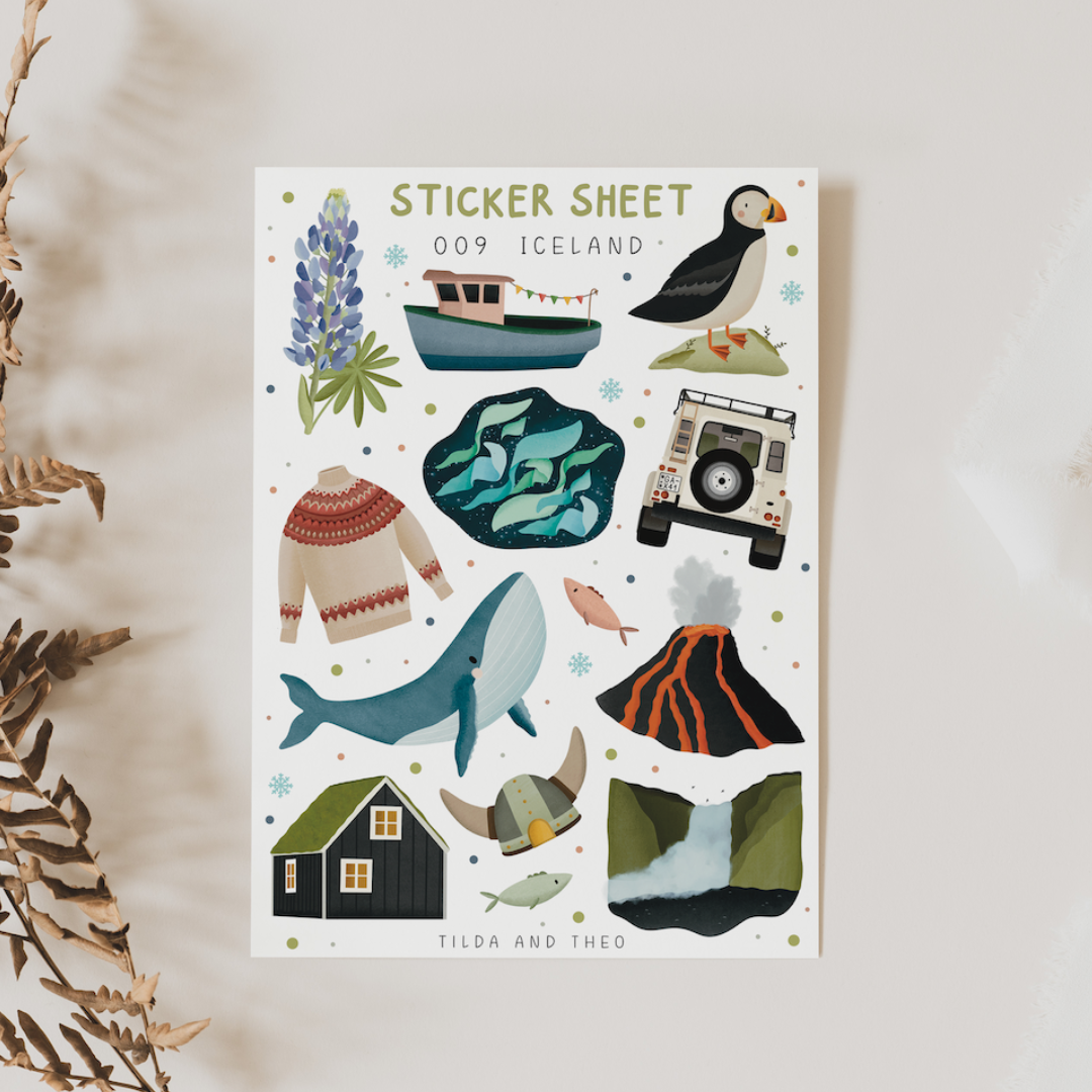 Sticker Sheet Island - 009 / Skandinavien Reise - Abenteuer Reisetagebuch