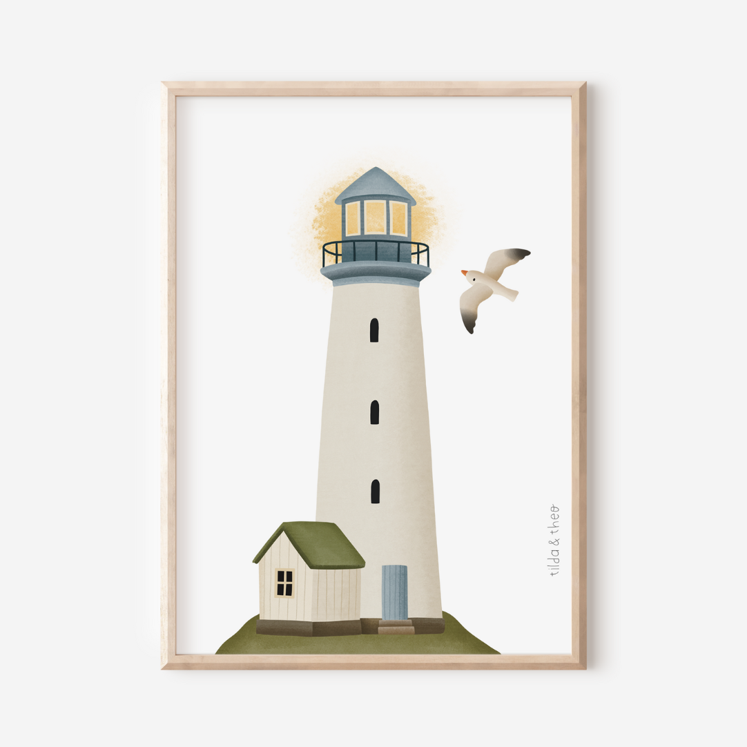 Poster Leuchtturm Nordsee Meer - Kunstdruck Reise Norwegen Norden