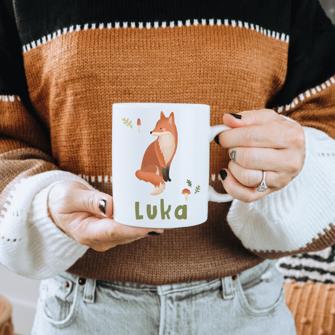 Tasse Fuchs personalisiert Name Waldtiere - Cottagecore Tasse Kaffeetasse Füchse