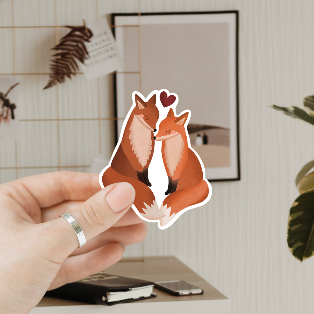 Sticker Füchse Liebe Vinyl - Aufkleber Fuchs Hochzeit