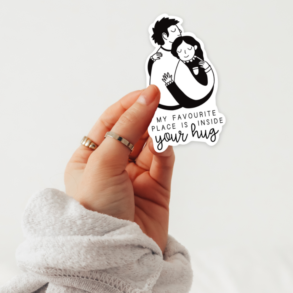 Vinyl Sticker Paar Umarmung - Aufkleber Liebe KissCut - Favourite place inside your hug