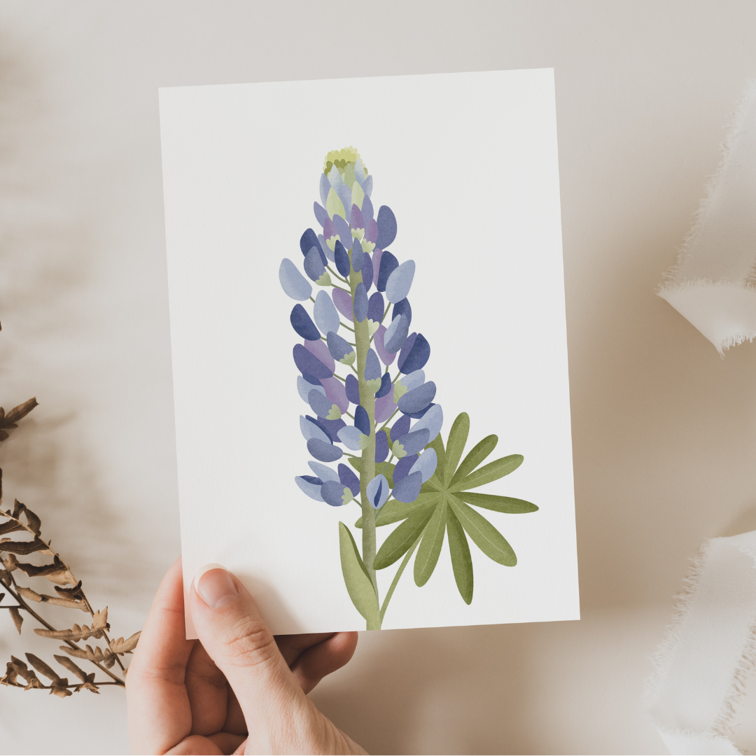 Postkarte Blume Lupinen - Botanische Grußkarte Lupinen Island