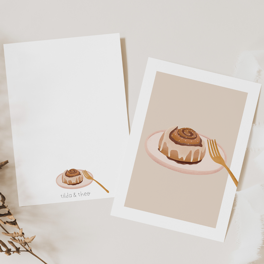Postkarte Zimtschnecke Schweden - Grußkarte Frühstück Einladung Kanelbulle