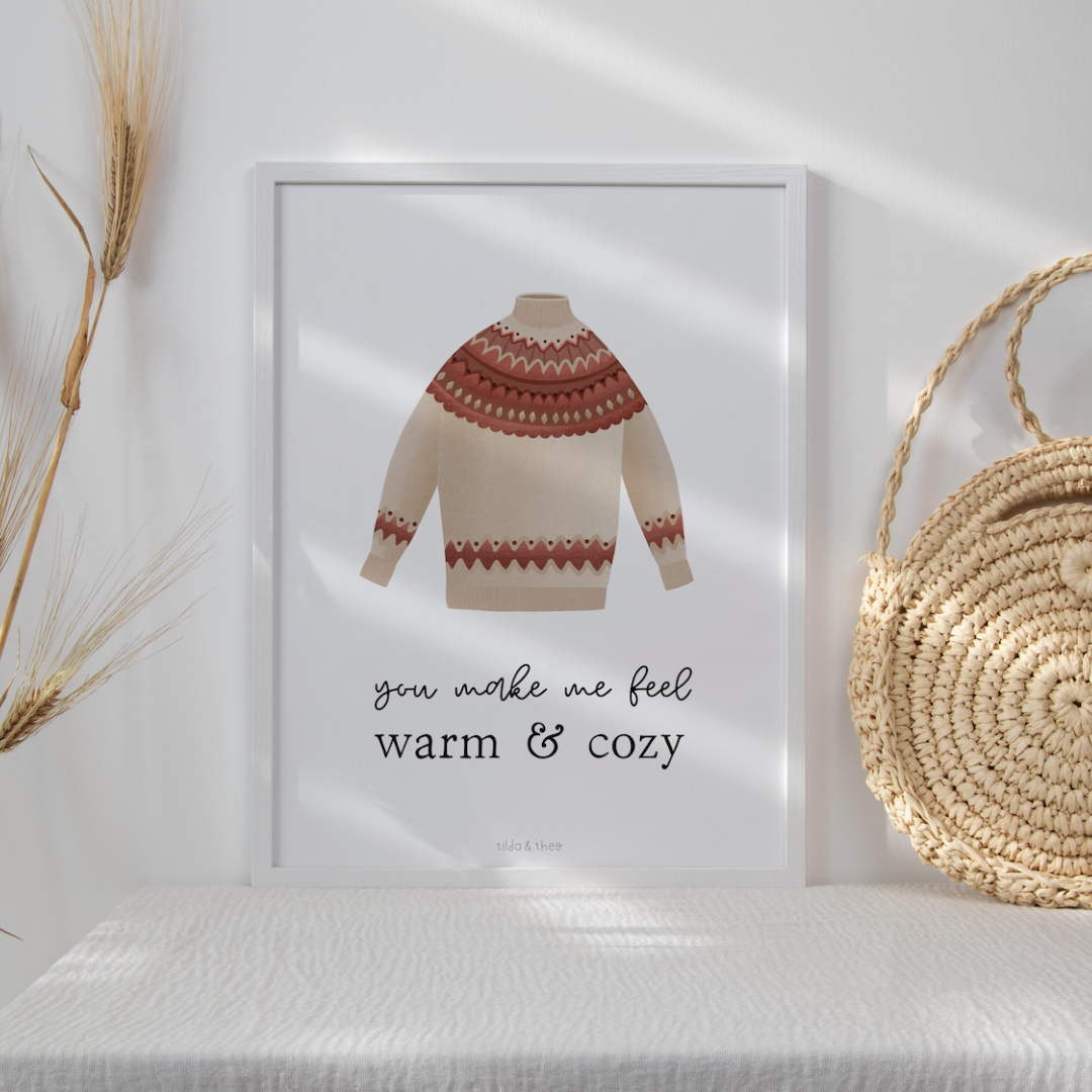 Poster Norweger-Pullover "warm & cozy" - Sweater Herbst Print