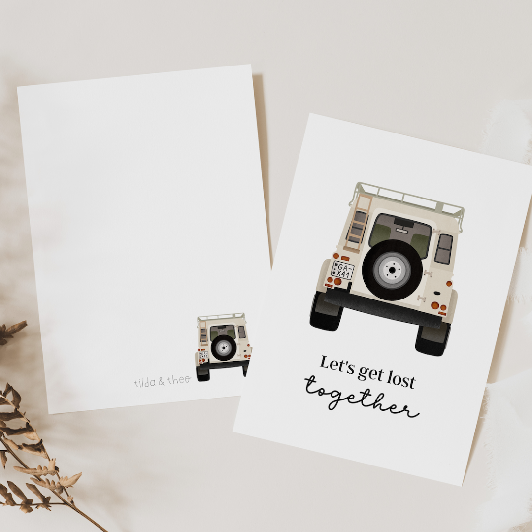 Postkarte Camper - Let's get lost together - Abenteuer