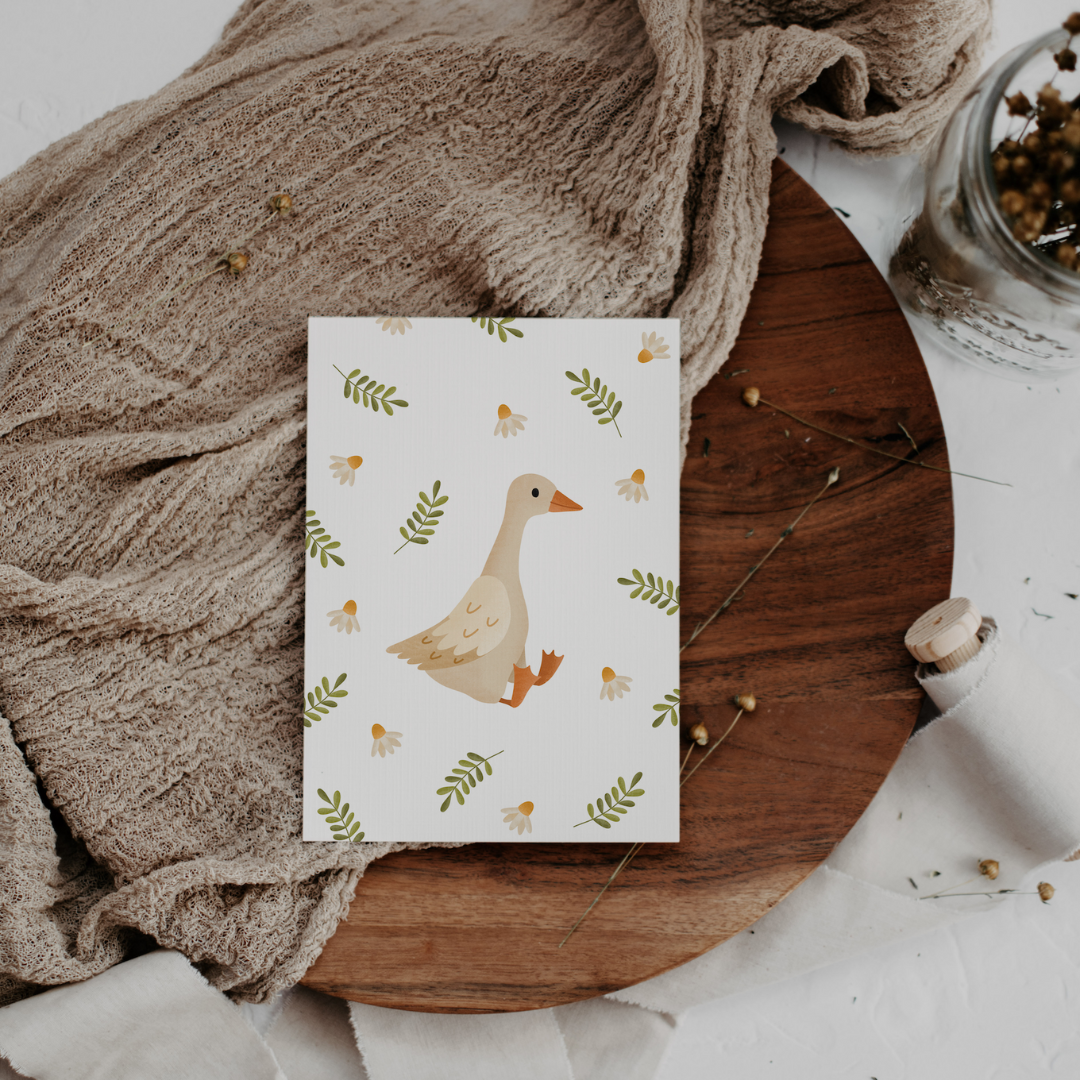 Postkarte Gans - Kinderkarte Ente