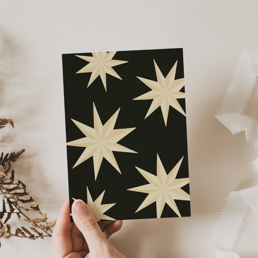 Postkarte Weihnachten Sterne Skandinavisch