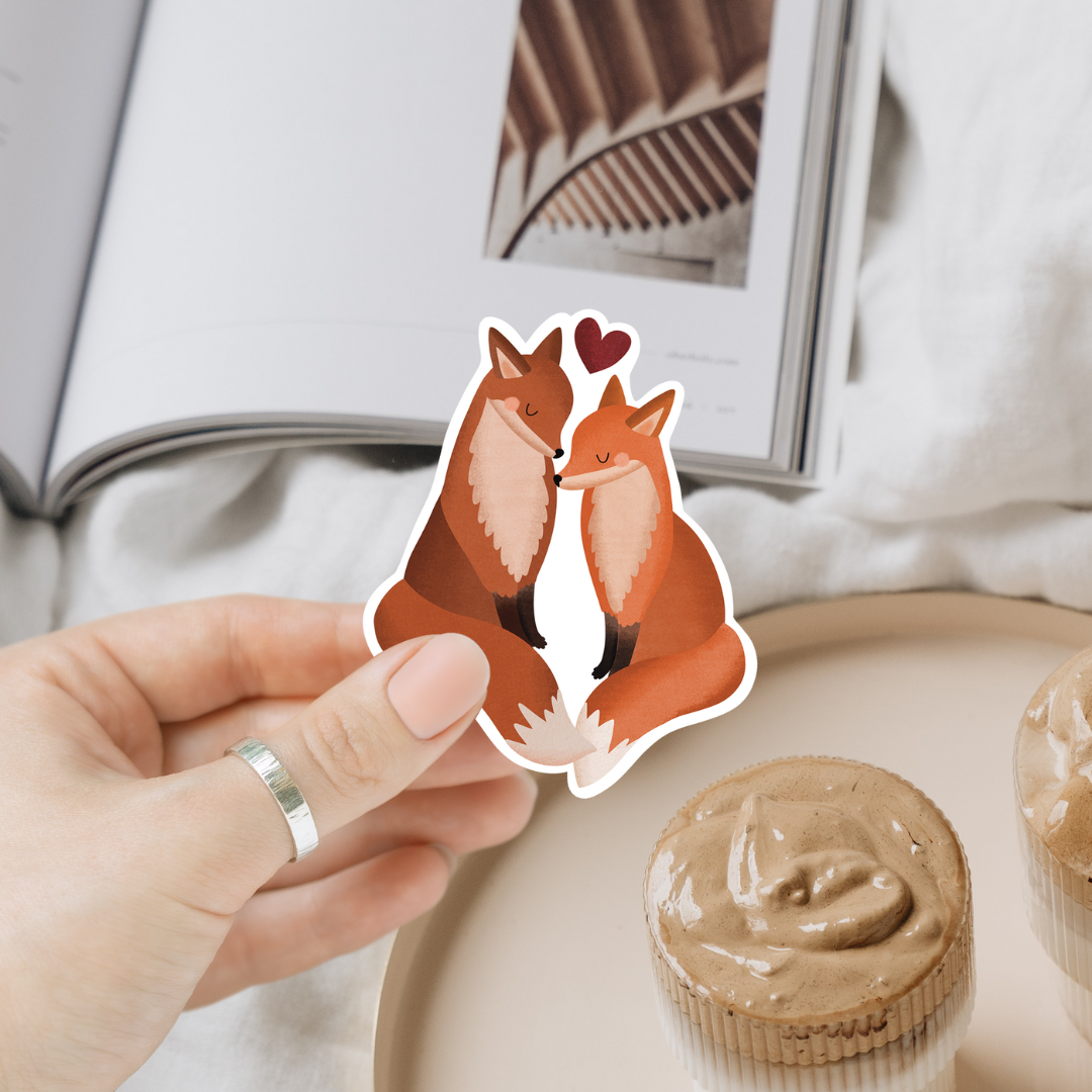 Sticker Füchse Liebe Vinyl - Aufkleber Fuchs Hochzeit