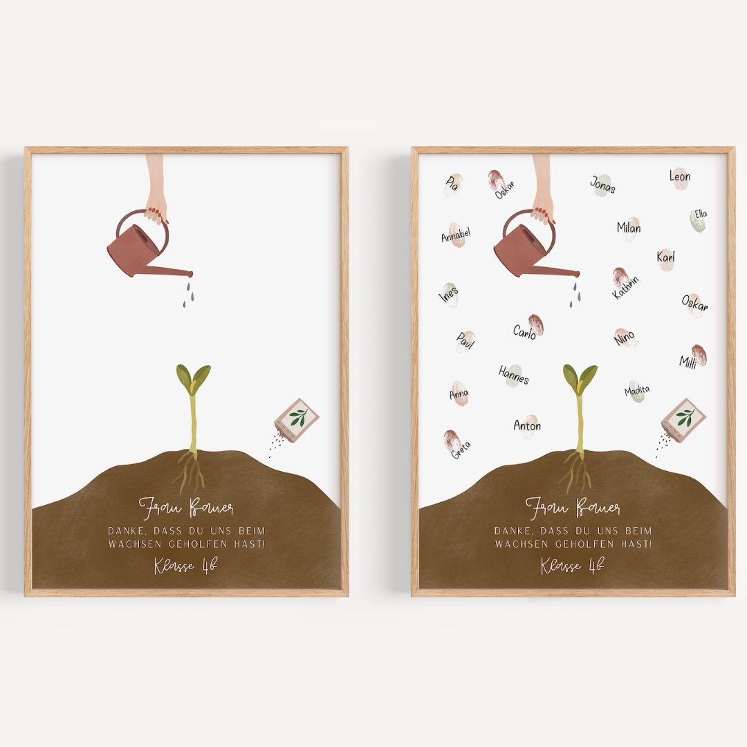 Abschiedsgeschenk Lehrer Wachsen - Fingerabdruck Poster Erzieherin Grow