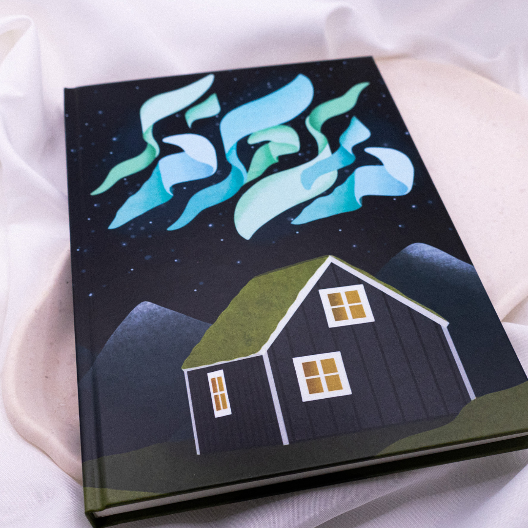 Notizbuch Island Nordlichter DIN A5 Hardcover - 128 Seiten gepunktet - Reisetagebuch Journal Skandinavien