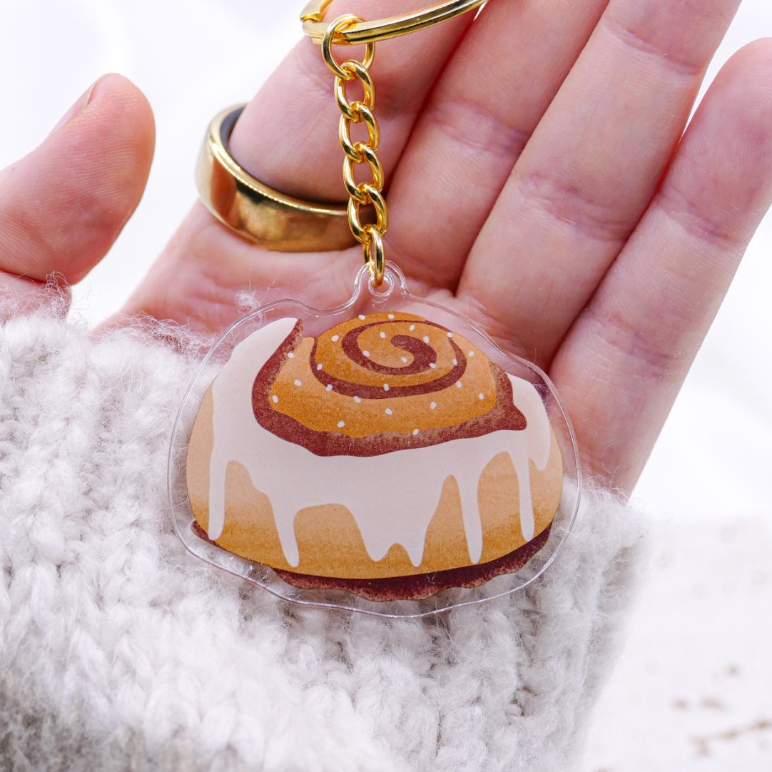 Schlüsselanhänger Zimtschnecke Schweden Acryl - Geschenk Einzug Schweden Kanelbulle