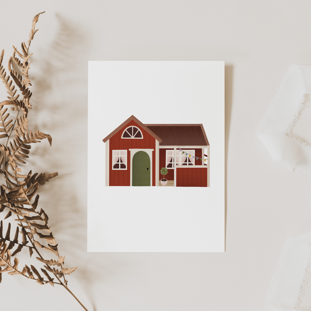 Postkarte Haus - Schweden Skandinavien
