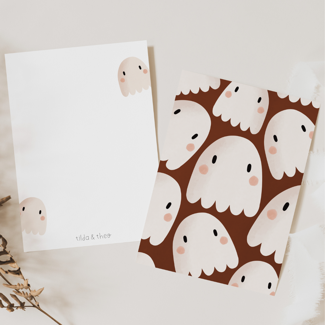 Postkarte Geist Halloween Geister - süße Herbst Grußkarte - Halloweenkarte Herbst