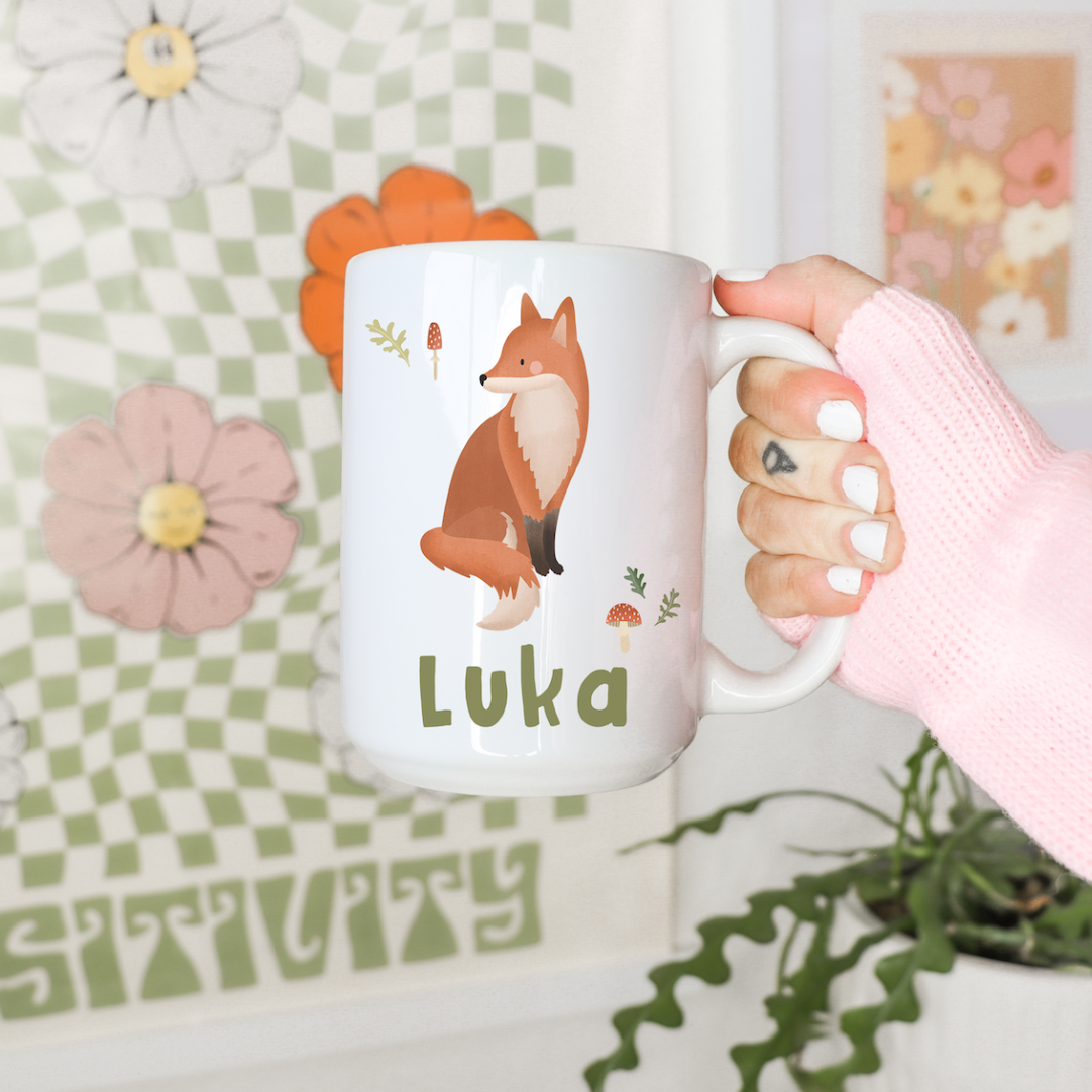 Tasse Fuchs personalisiert Name Waldtiere - Cottagecore Tasse Kaffeetasse Füchse