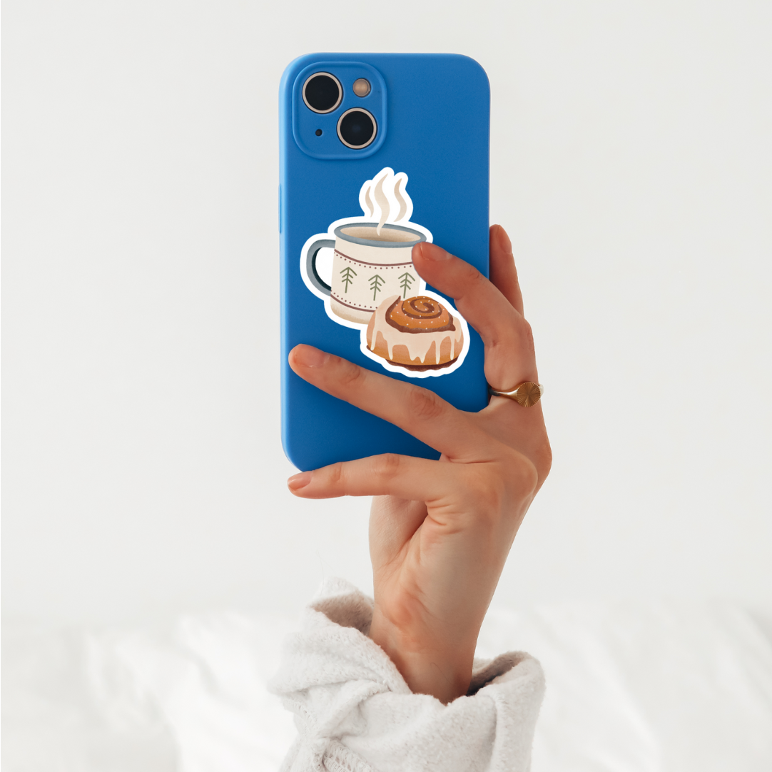 Vinyl Sticker Zimtschnecke Campingtasse Aufkleber - Kanelbulle Kiss Cut Sticker Reise Hygge