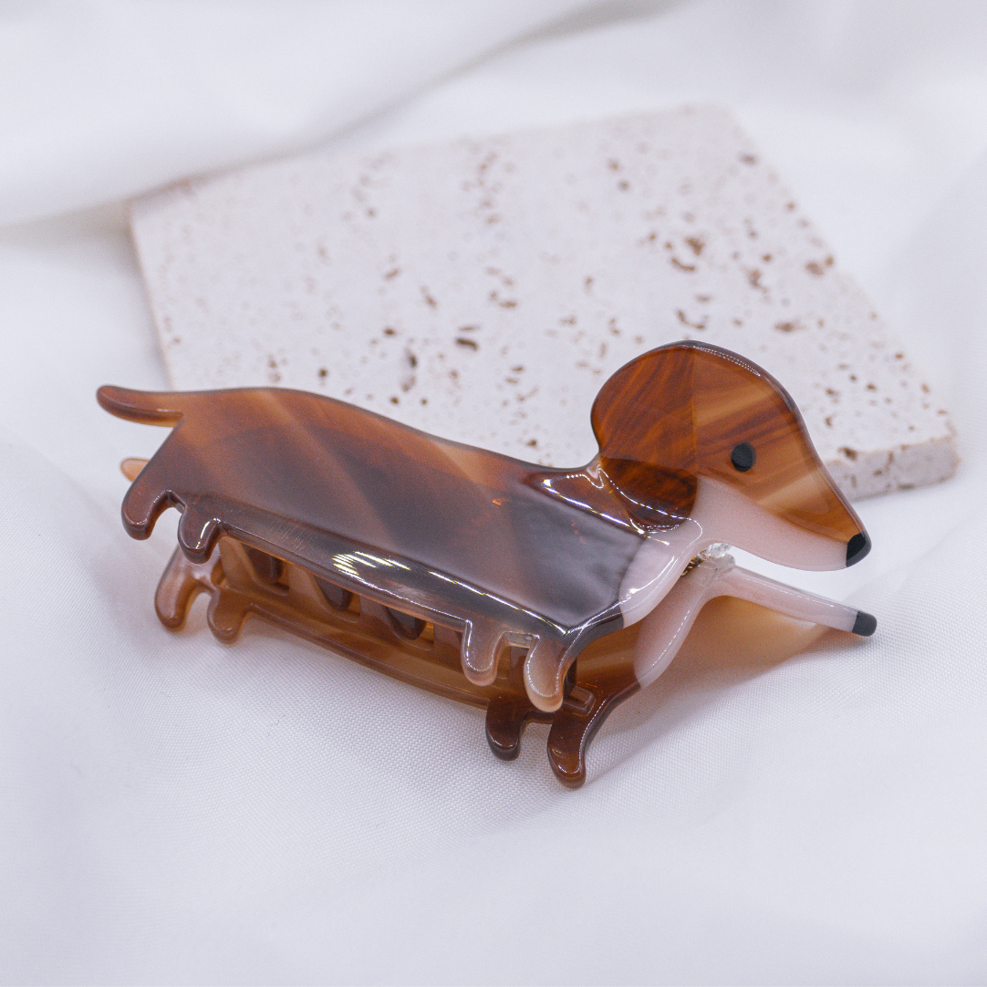 Haarklammer Dackel Hund Haarkralle - Hairclip witziges Haaraccessoire Dachshund Hunderasse