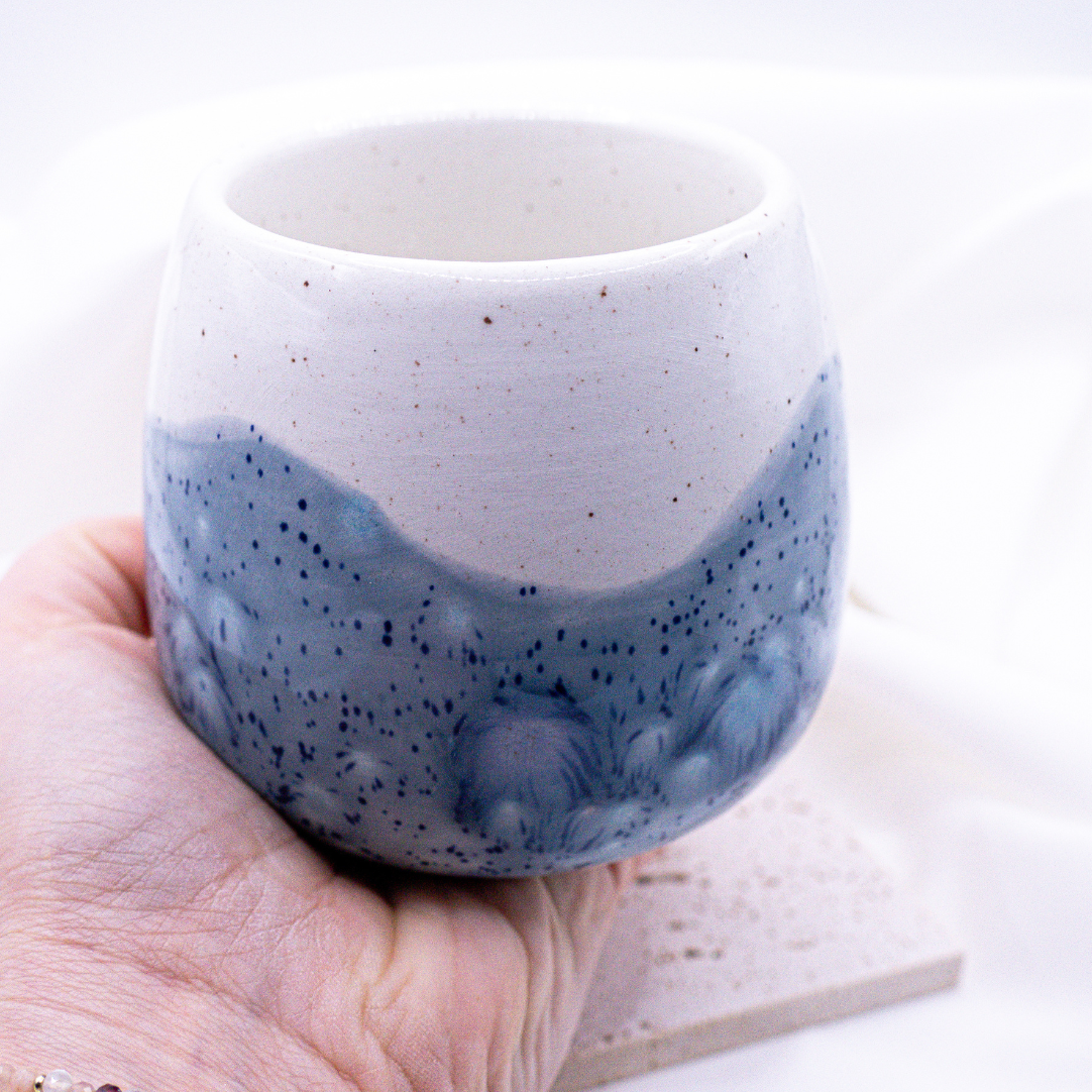 Tasse Sprenkel blau handbemalter Becher - Kaffeebecher Kaffeetasse blau marmoriert