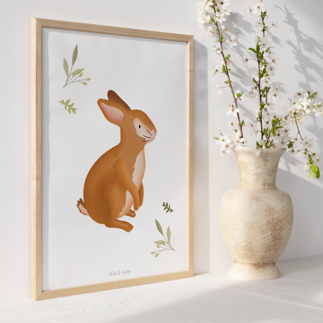 Poster Hase - Kinderbild Waldtiere Kaninchen