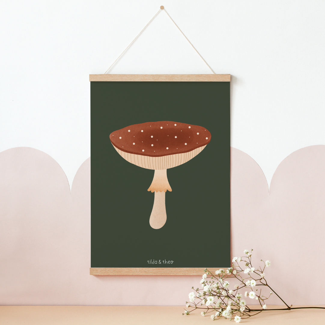 Poster Herbst Pilz Kunstdruck Fliegenpilz - Wanddeko Herbst Herbstposter