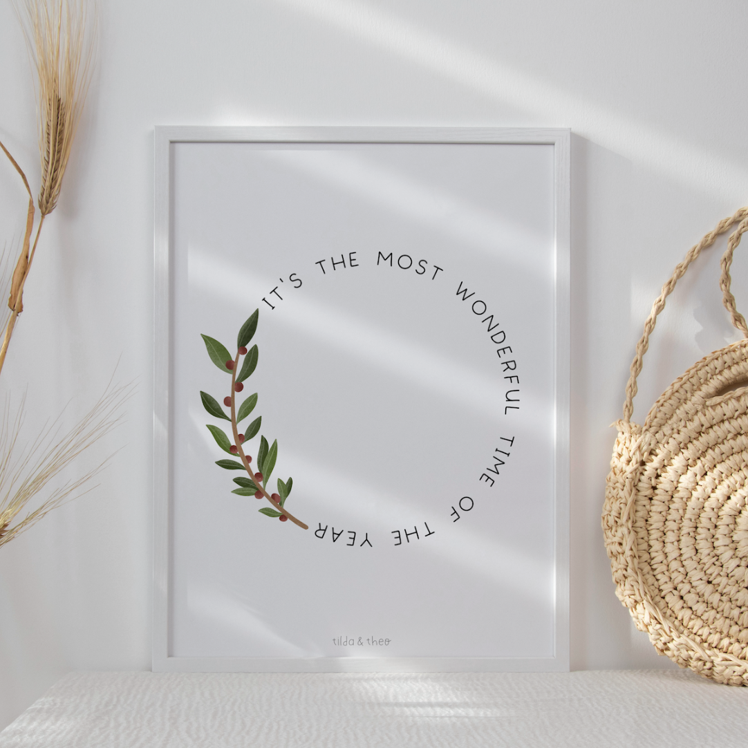 Poster Weihnachten Kranz minimalistisch - Kunstdruck Weihnachtskranz