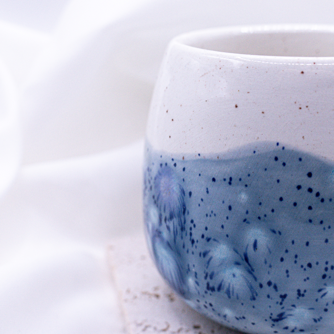 Tasse Sprenkel blau handbemalter Becher - Kaffeebecher Kaffeetasse blau marmoriert