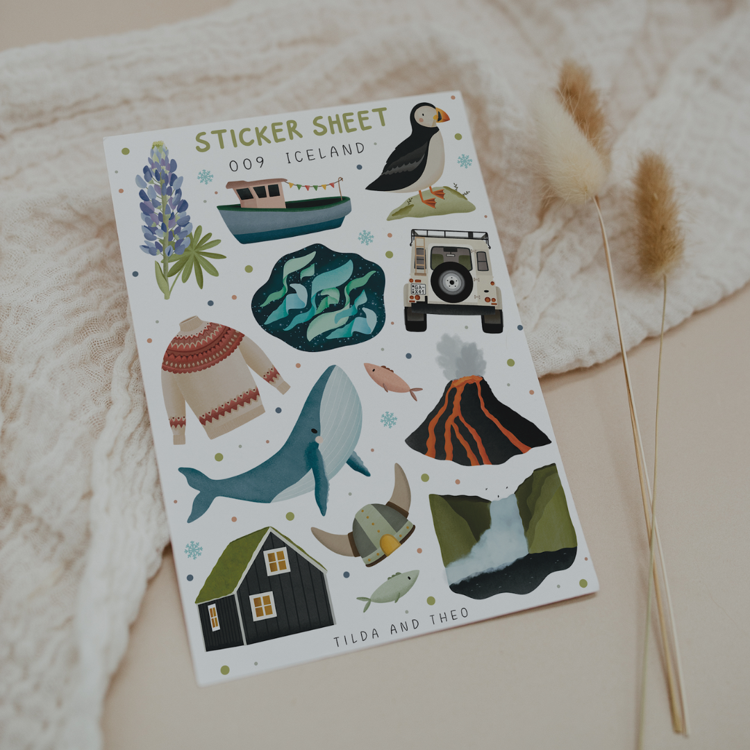 Sticker Sheet Island - 009 / Skandinavien Reise - Abenteuer Reisetagebuch
