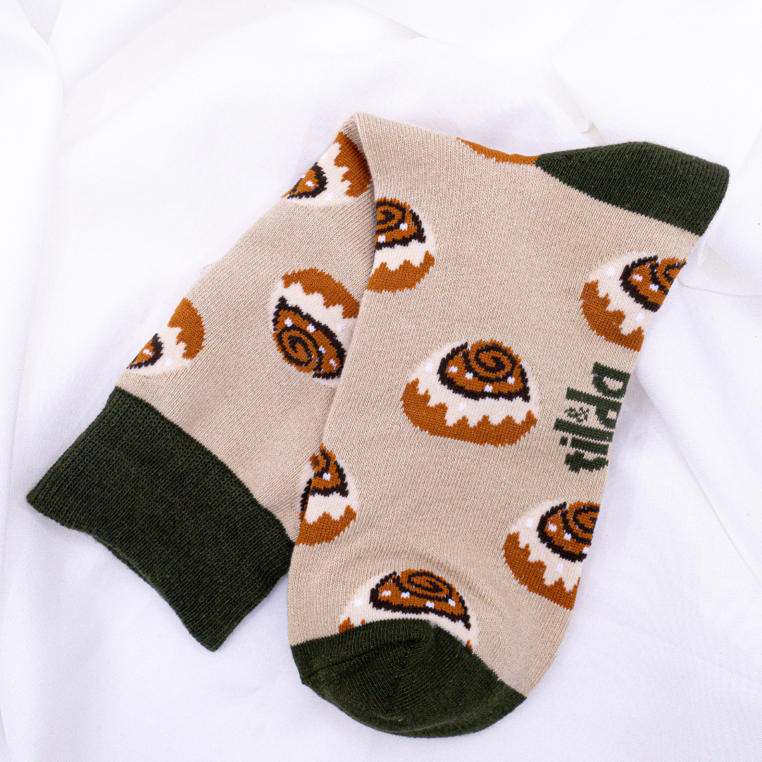 Socken Zimtschnecke Baumwollsocken Schweden Kanelbulle - Zimtschneckensocke witziges Accessoire