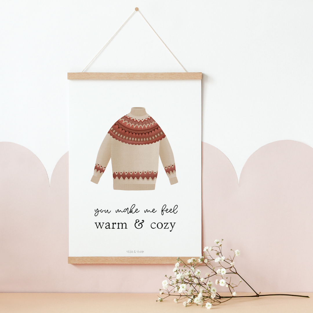 Poster Norweger-Pullover "warm & cozy" - Sweater Herbst Print