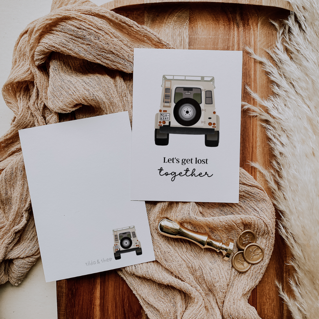 Postkarte Camper - Let's get lost together - Abenteuer