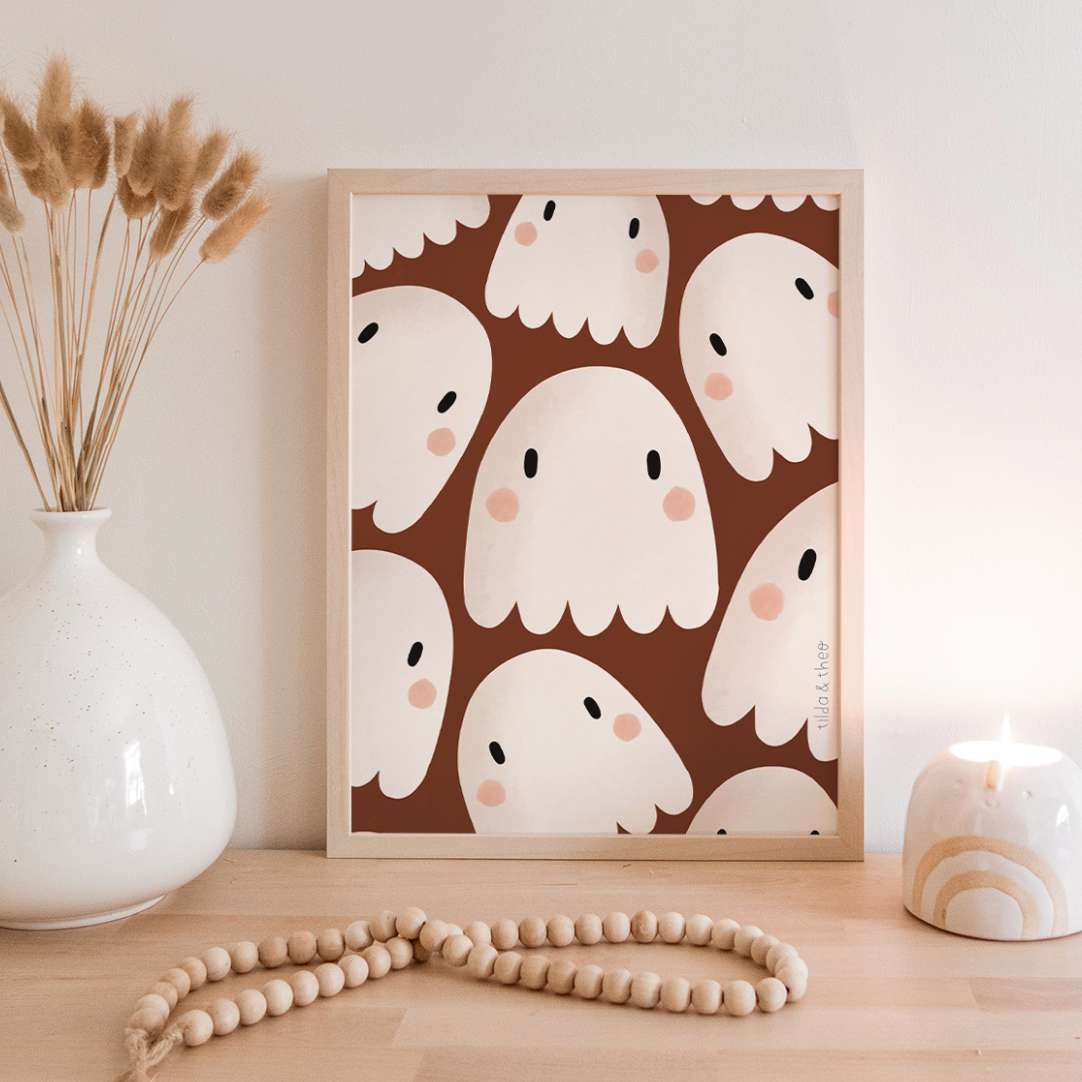 Poster Geister Halloween Gespenster Herbst - Halloween Geist Print