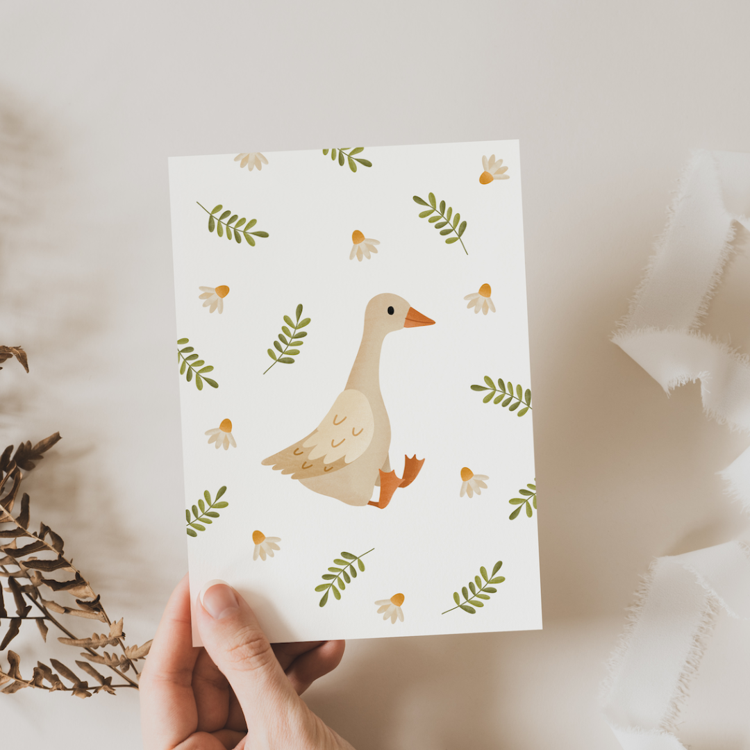 Postkarte Gans - Kinderkarte Ente
