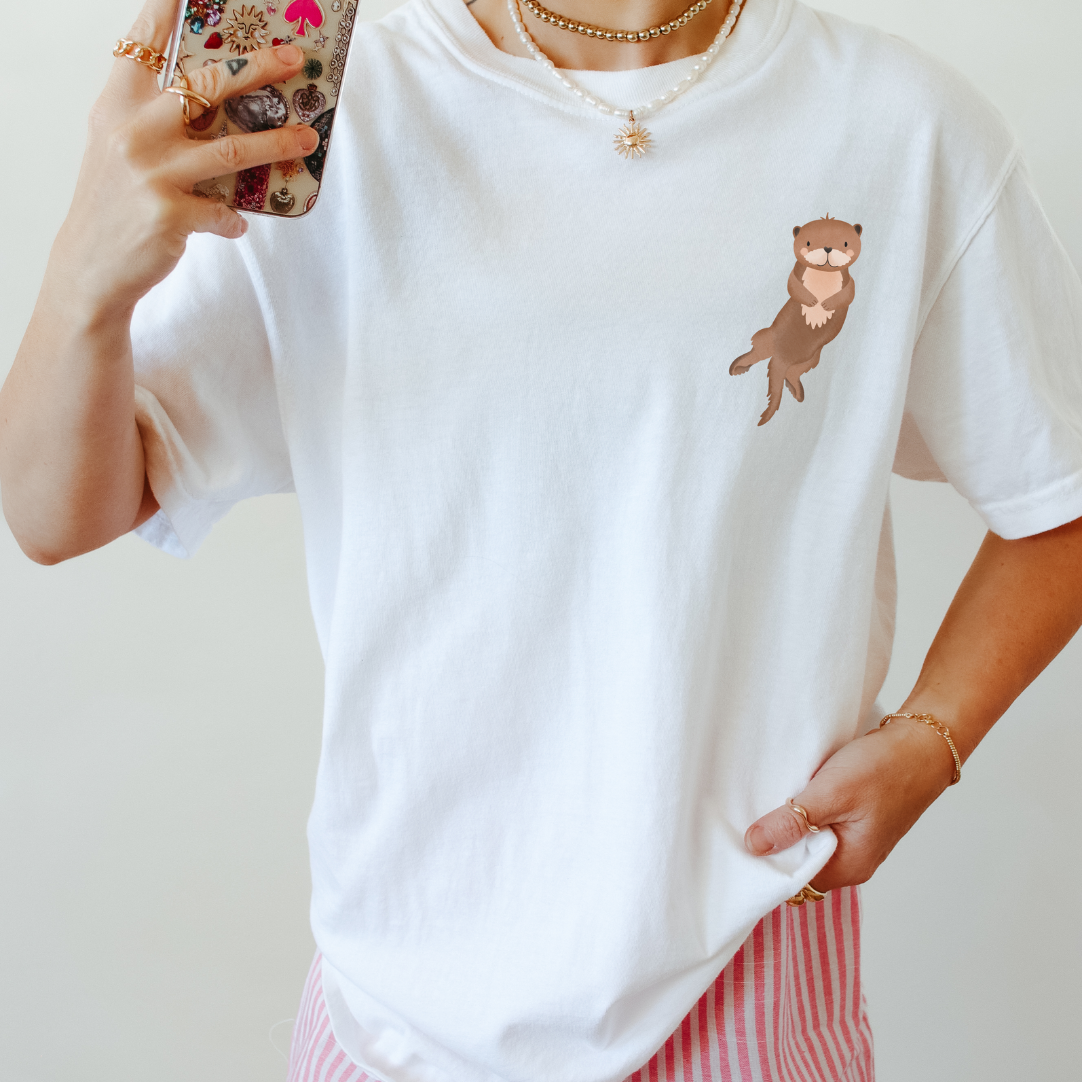 T-Shirt Otter BIOBAUMWOLLE Waldtier süßes Tier Shirt - Geschenk für Otterfans - Shirt Wald Otter klein