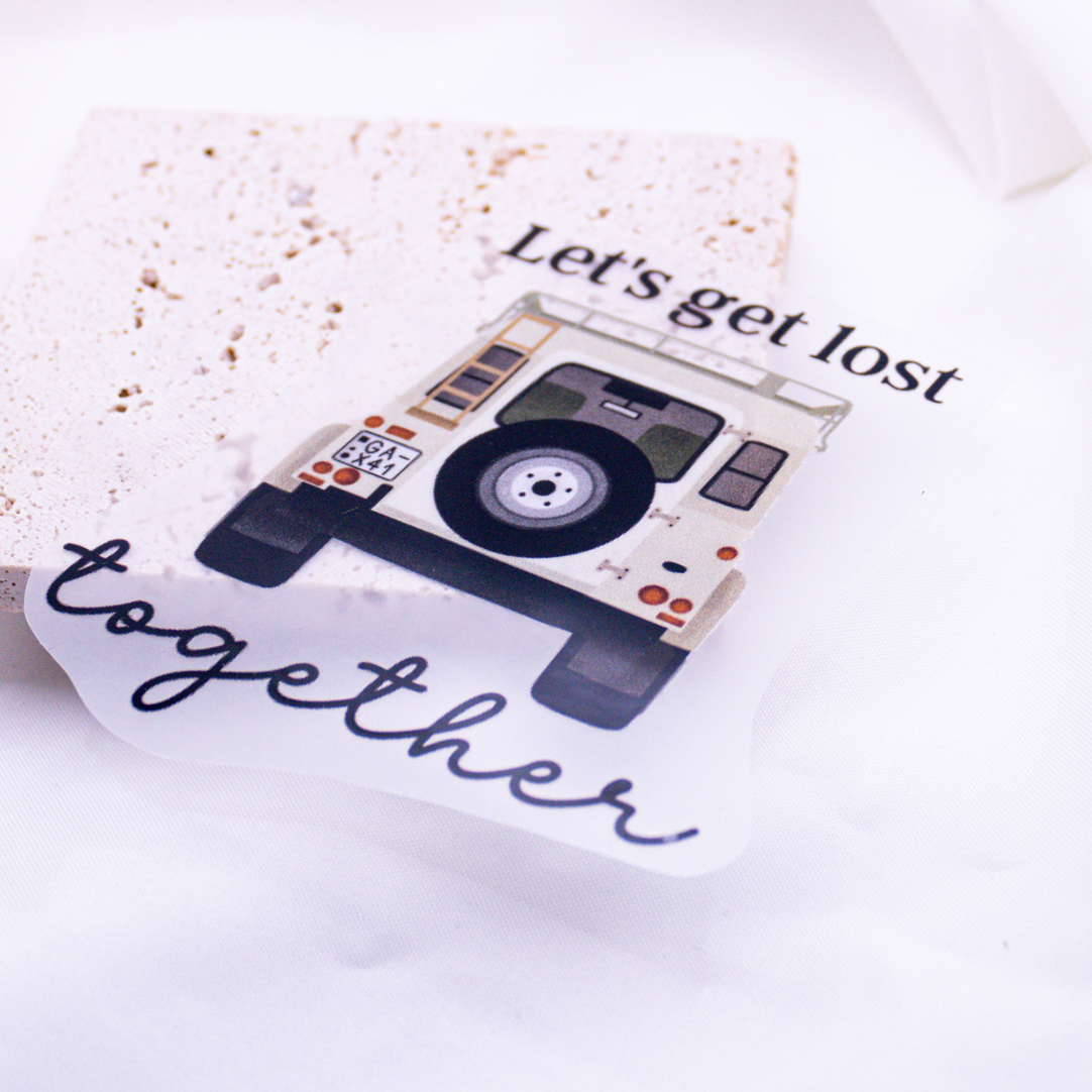 Bügelbild Camper Van Aufnäher Reise - Geschenk Shirt verzieren Iron On Patch "Let's get lost together"