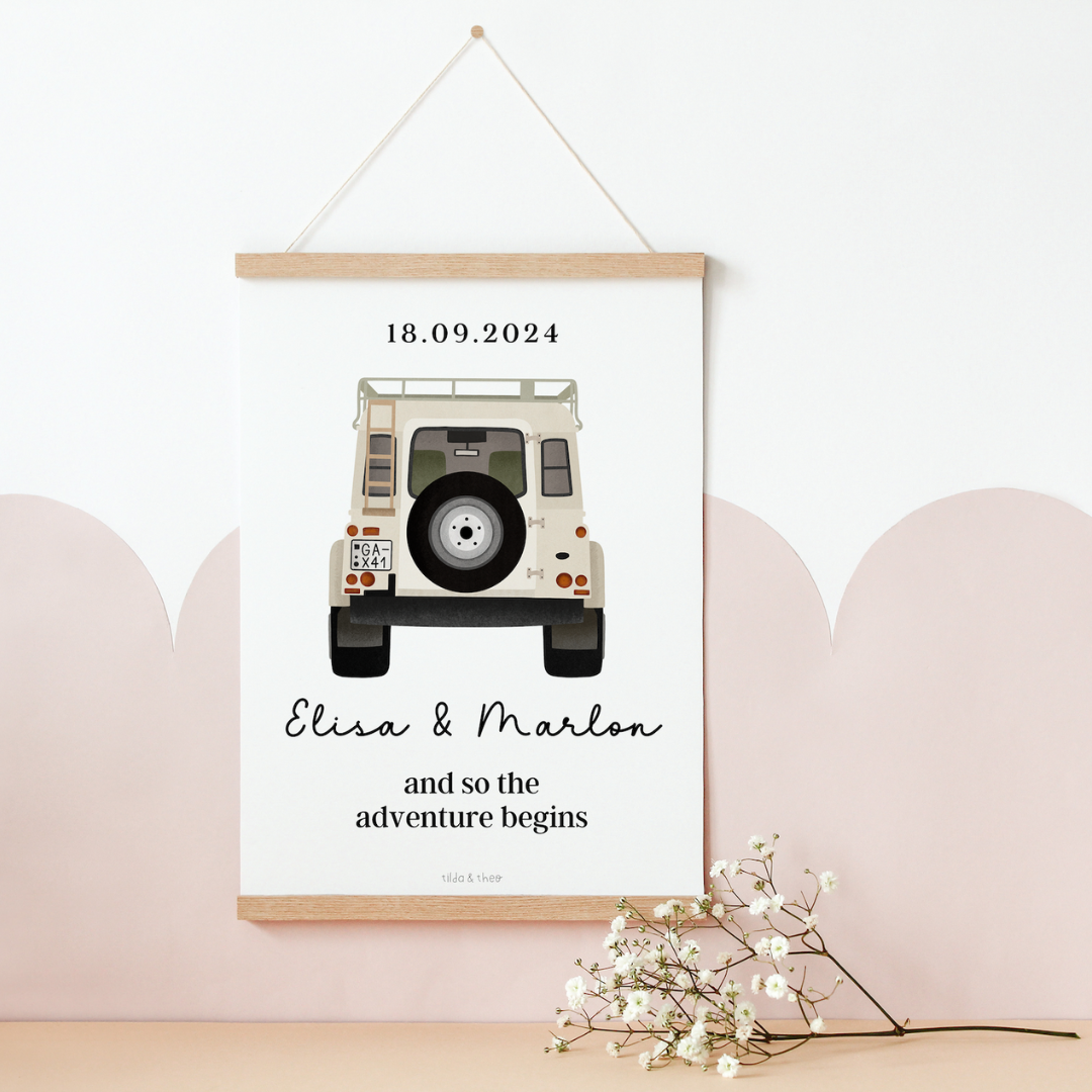 Hochzeitsposter Camper Van - Personalisiertes Hochzeitsgeschenk