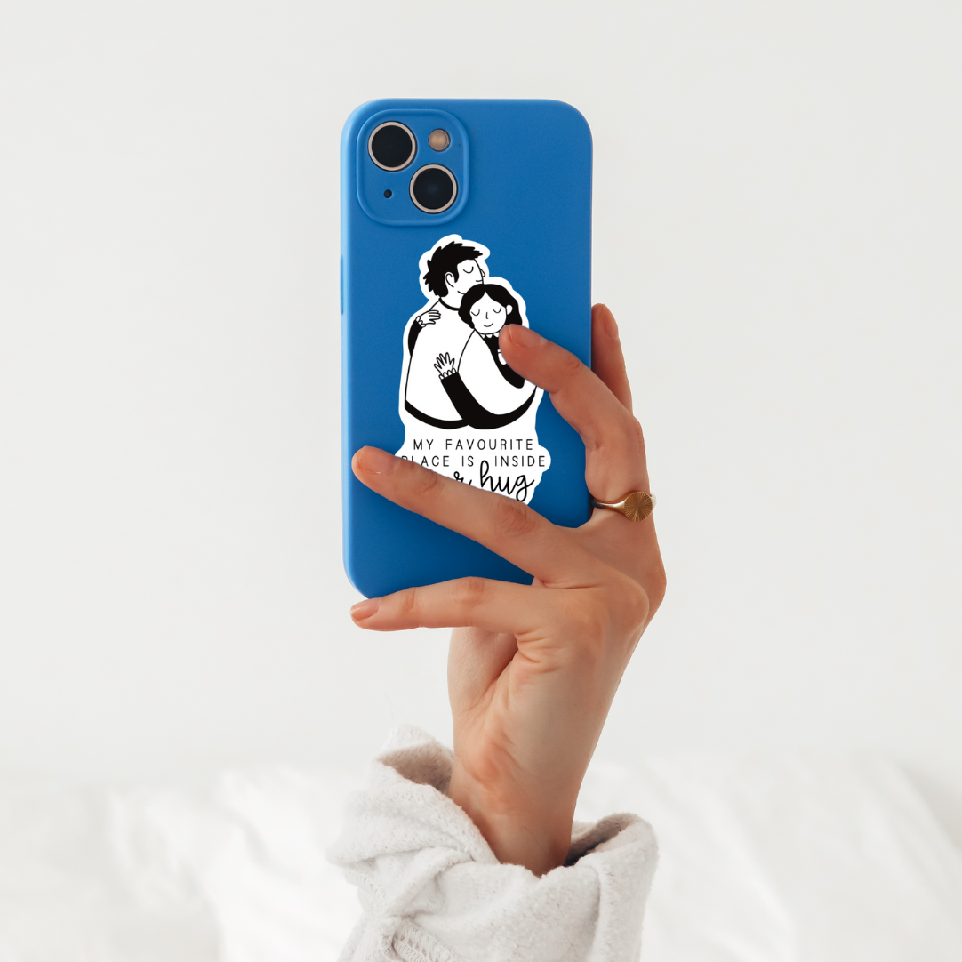 Vinyl Sticker Paar Umarmung - Aufkleber Liebe KissCut - Favourite place inside your hug