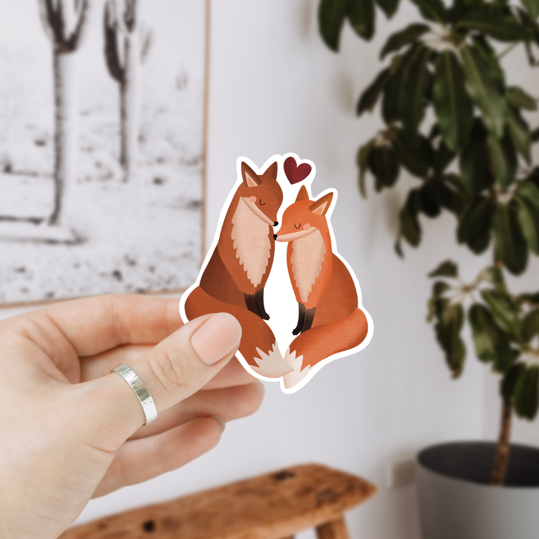Sticker Füchse Liebe Vinyl - Aufkleber Fuchs Hochzeit