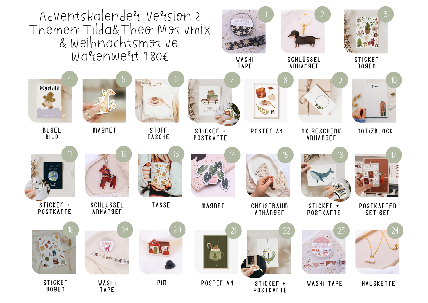 Adventskalender Reise, Island, Schweden & Weihnachtsmotive Geschenkbox oder MOTIVMIX - 180€ Warenwert Reisegeschenk Adventskalender Erwachsene