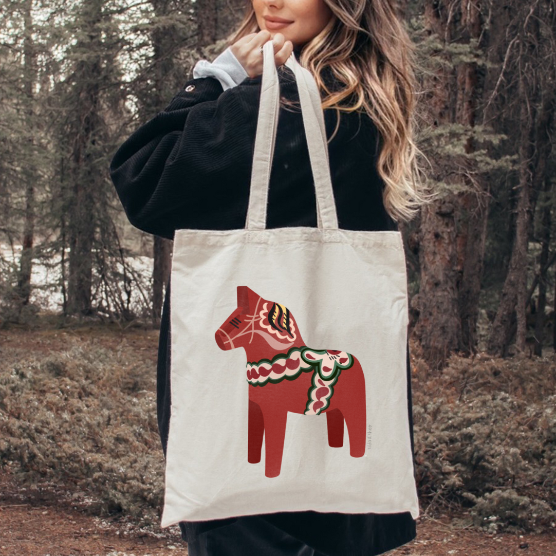 Stofftasche Dalapferd - Schweden Jutebeutel