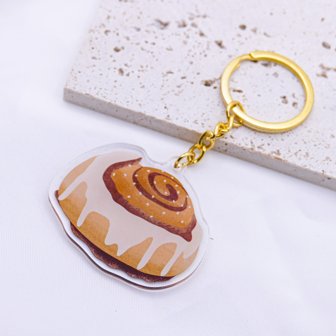 Schlüsselanhänger Zimtschnecke Schweden Acryl - Geschenk Einzug Schweden Kanelbulle