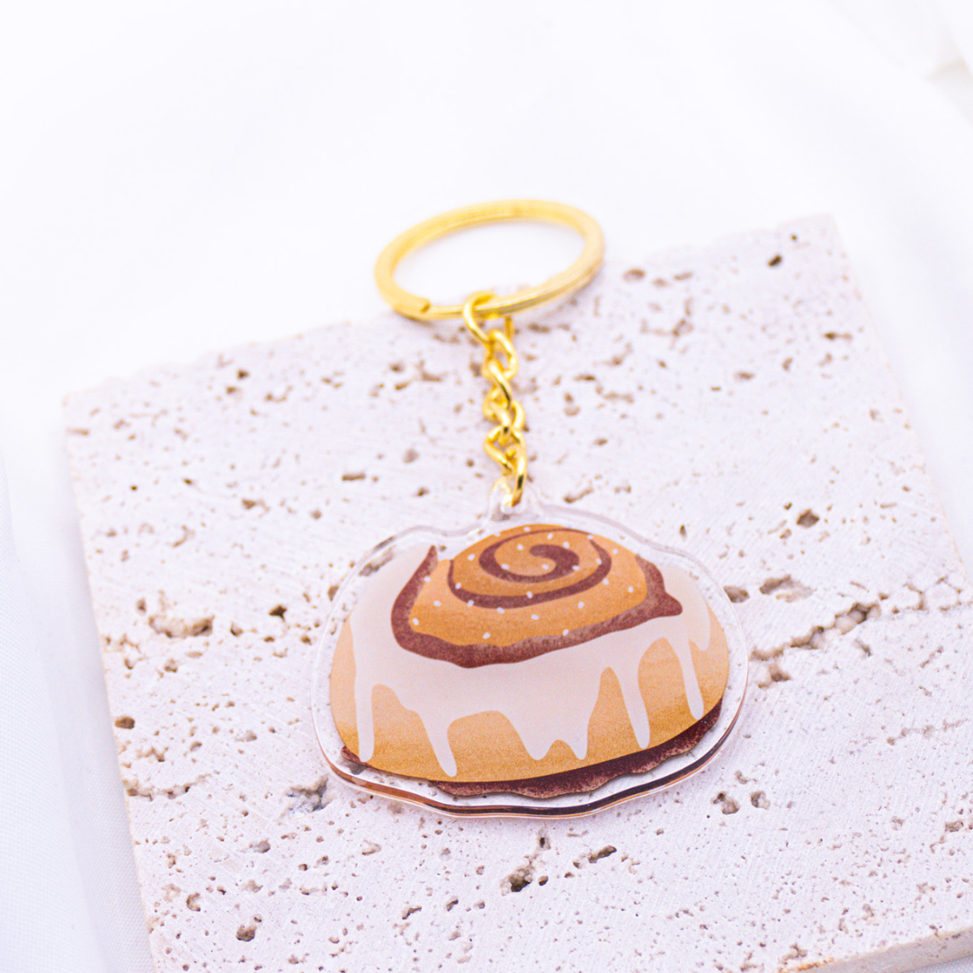 Schlüsselanhänger Zimtschnecke Schweden Acryl - Geschenk Einzug Schweden Kanelbulle