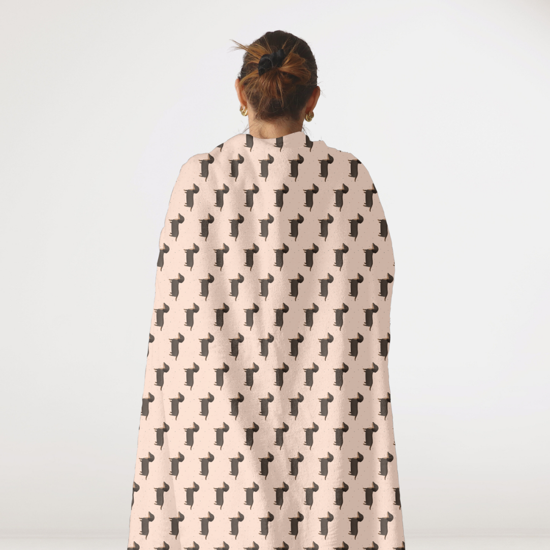 Kuscheldecke Dackel Hund Fleece Decke Hunderasse rosa - große Kuscheldecke Geschenk