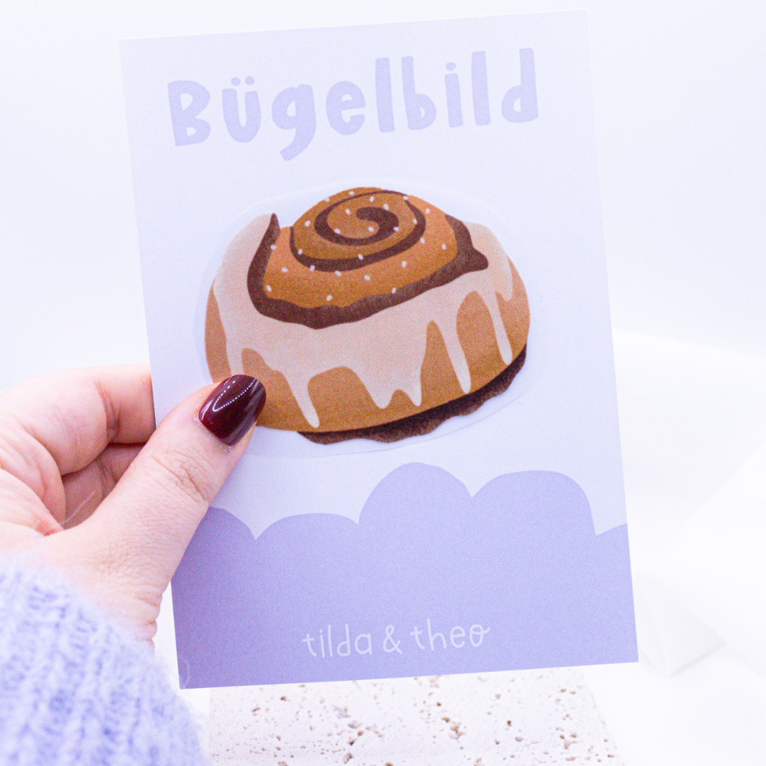 Bügelbild Zimtschnecke Schweden Aufnäher Einzug - Geschenk Shirt verzieren Fika Skandinavien