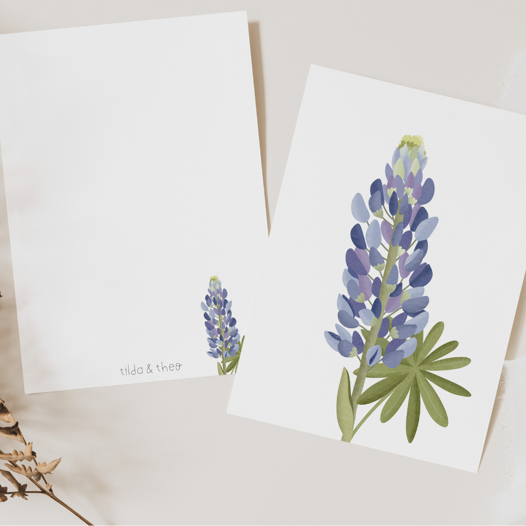 Postkarte Blume Lupinen - Botanische Grußkarte Lupinen Island