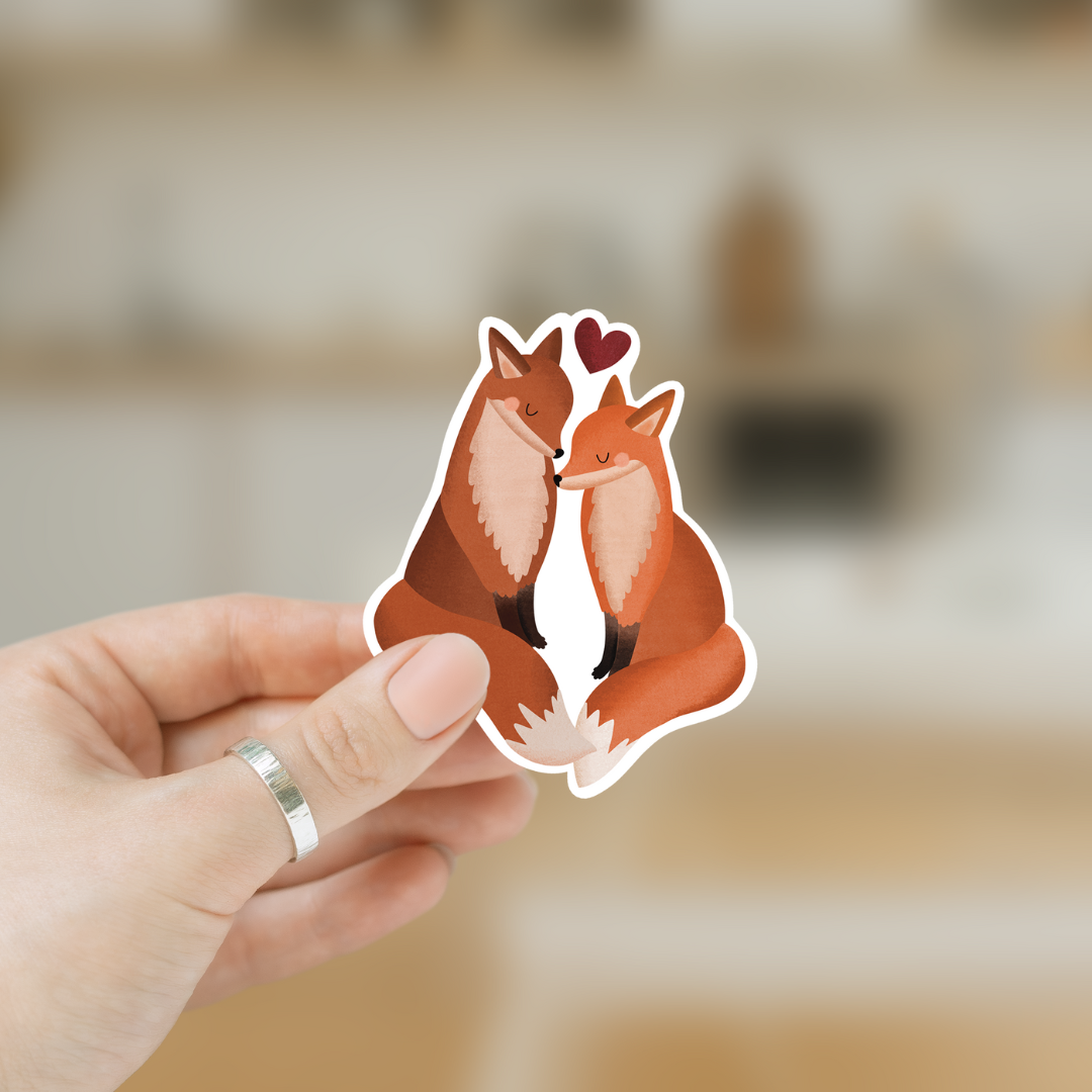 Sticker Füchse Liebe Vinyl - Aufkleber Fuchs Hochzeit
