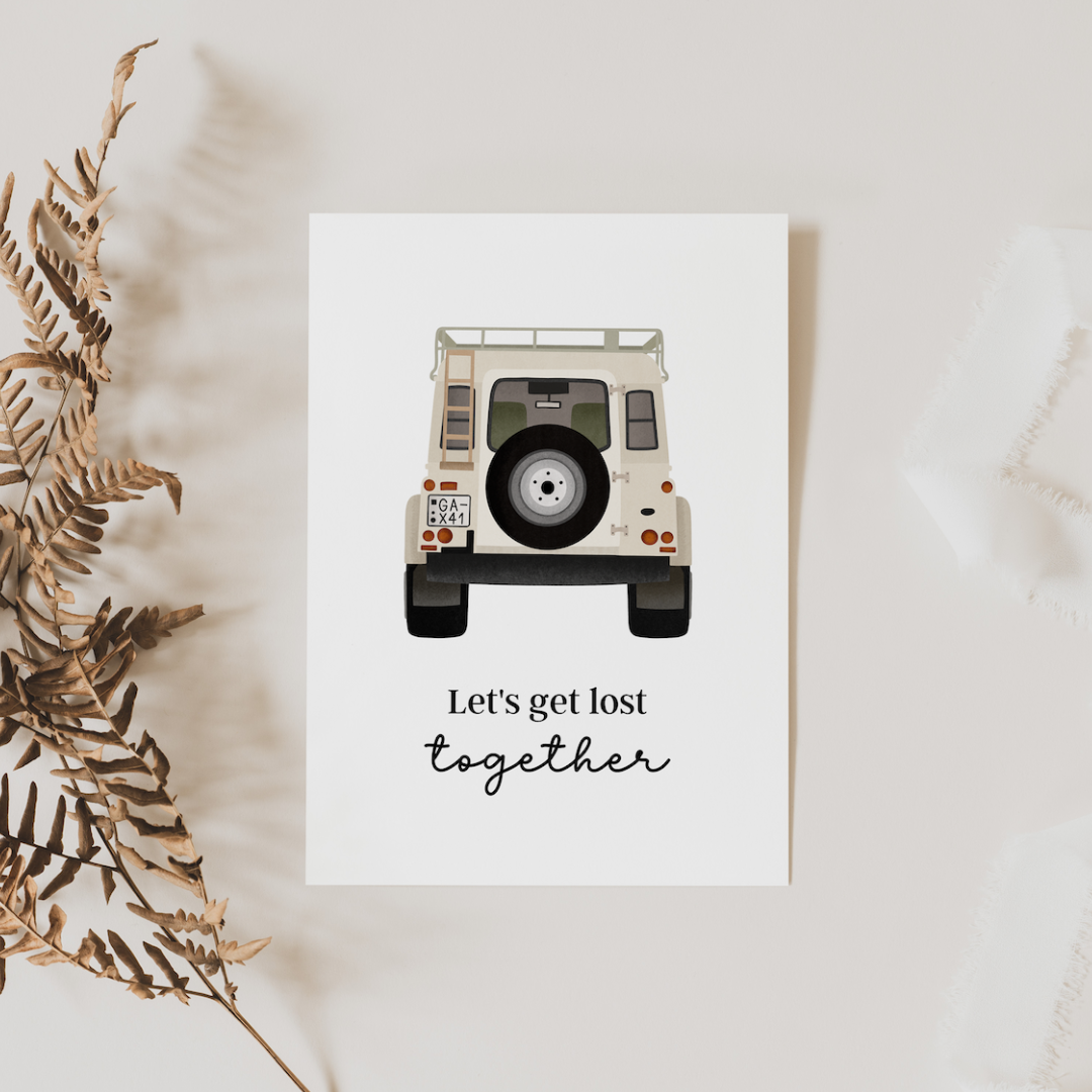 Postkarte Camper - Let's get lost together - Abenteuer
