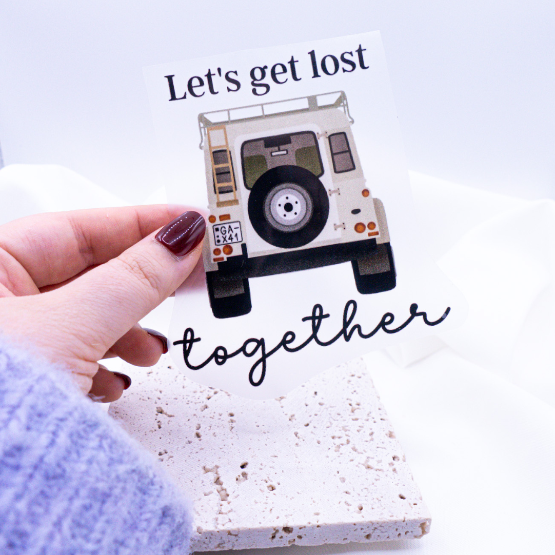 Bügelbild Camper Van Aufnäher Reise - Geschenk Shirt verzieren Iron On Patch "Let's get lost together"